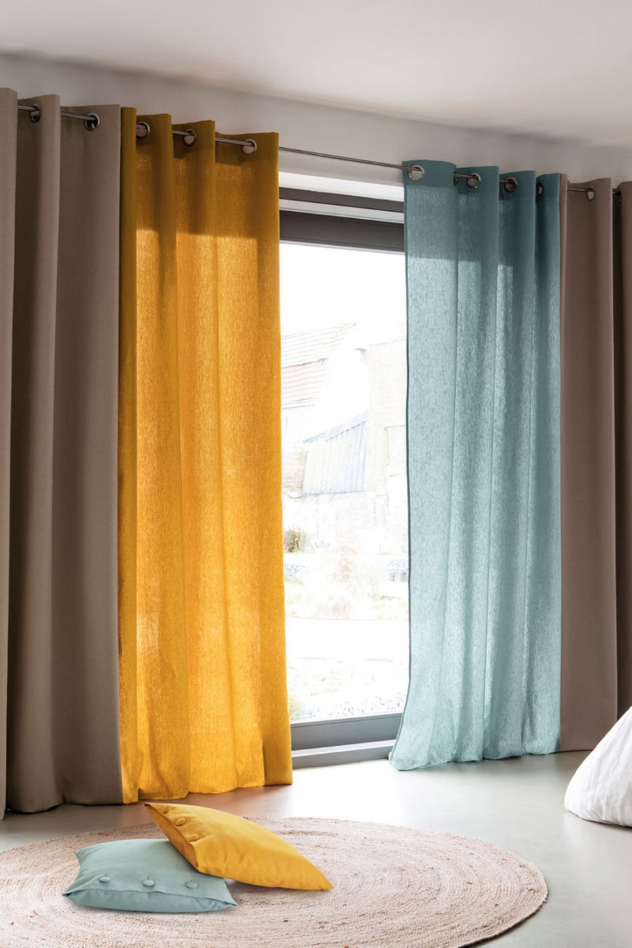 Шторы портьерные жаккард Модерн cn68725 цвет горчичный 135х260