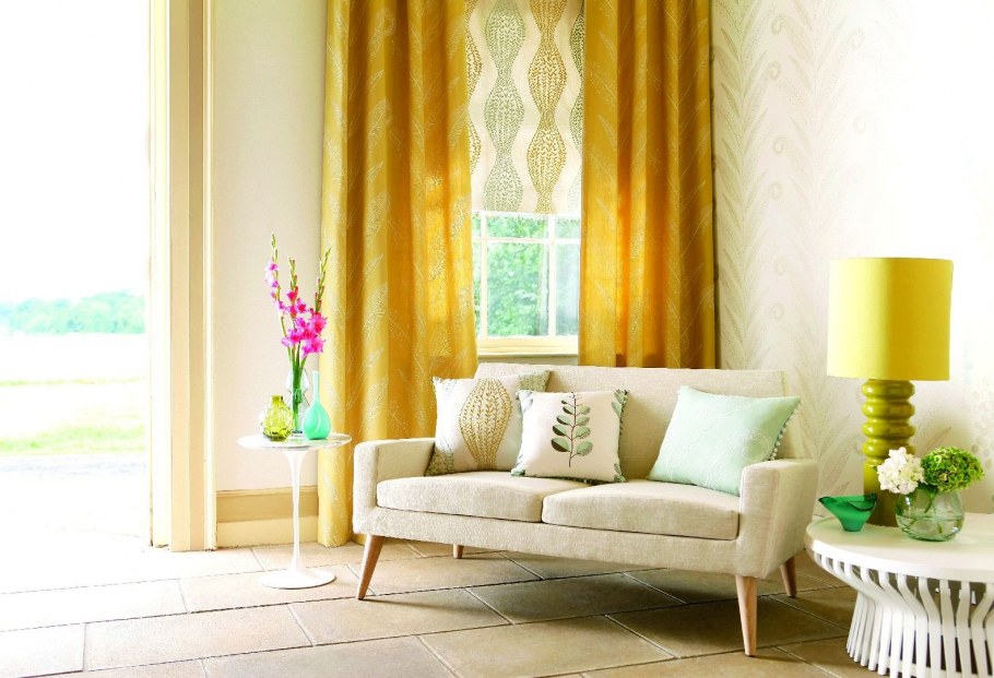 Шторы блэкаут горчичные