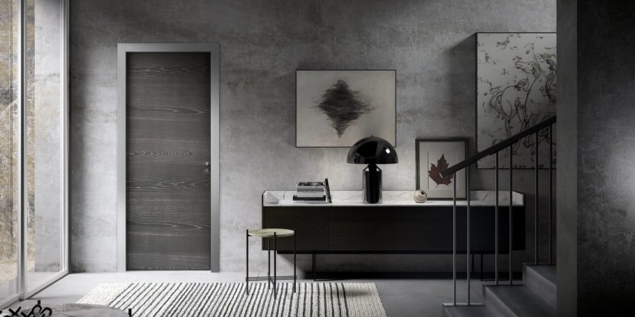 Двери под бетон в интерьере