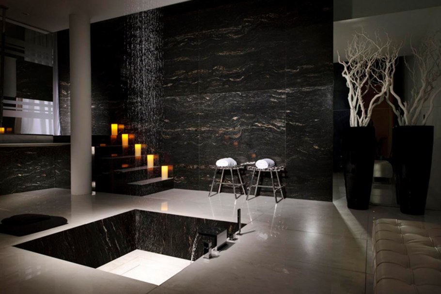 Черный камень в интерьере