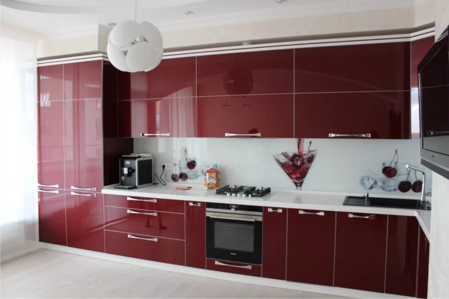 Фартук для бордовой кухни