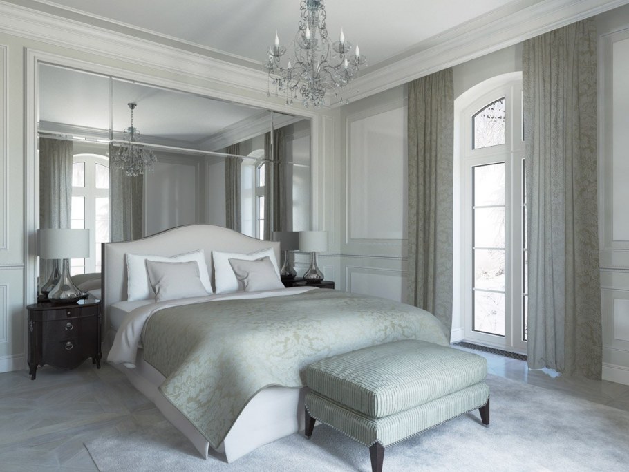 Зеркало у изголовья кровати современная классика