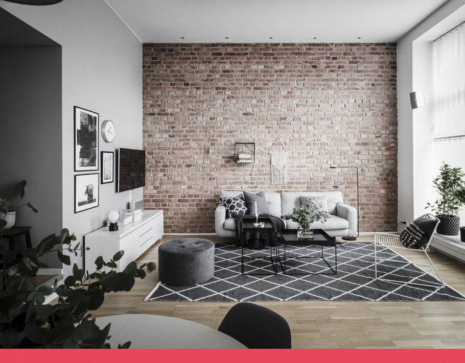 Серый кирпич в интерьере