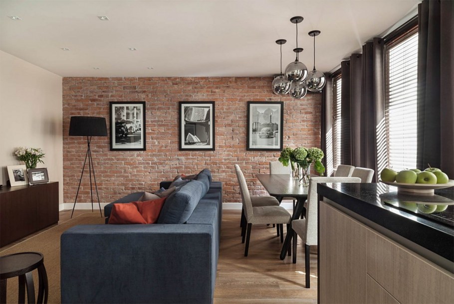 Красный кирпич в интерьере