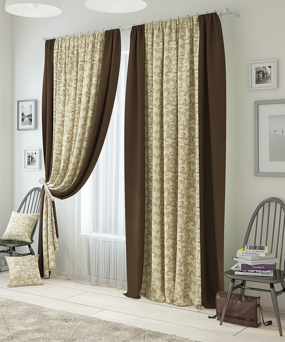 Шторы коричневые