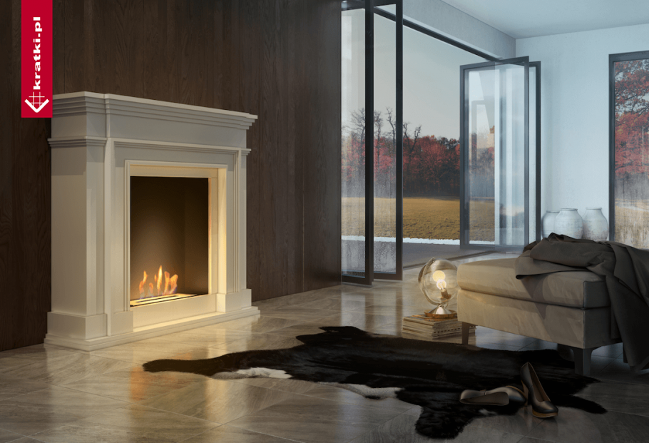 Белый камин в интерьере