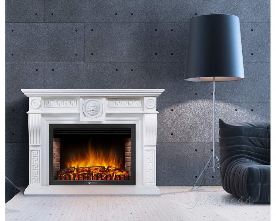 Биокамин в углу с телевизором