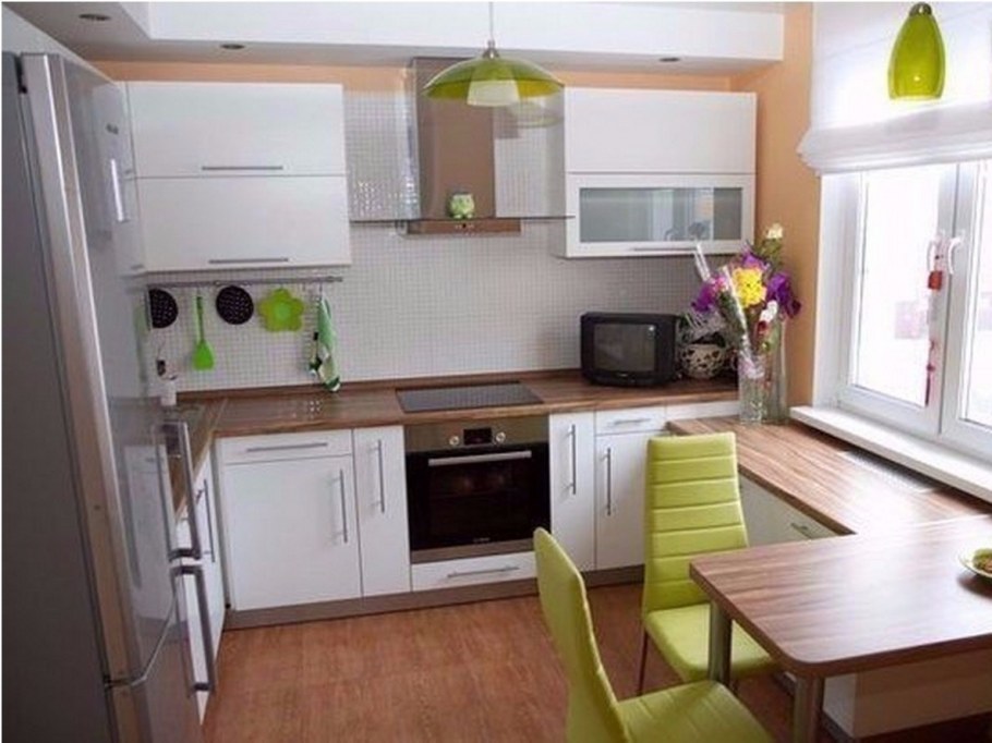 Маленькая угловая кухня в интерьере