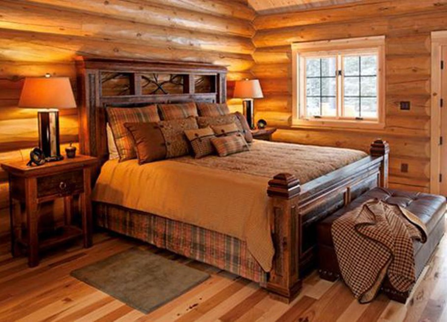 Спальня в бревенчатом доме