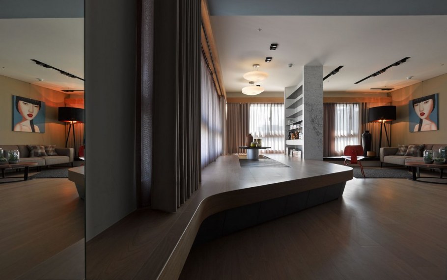 Интерьеры с разноуровневый полом