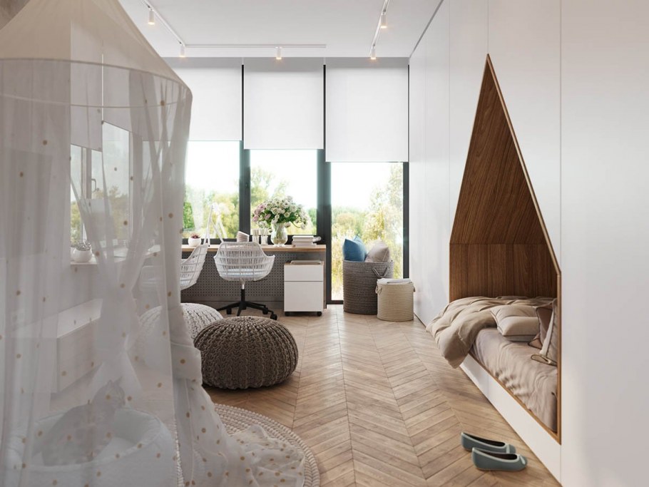 Детская спальня с панорамными окнами