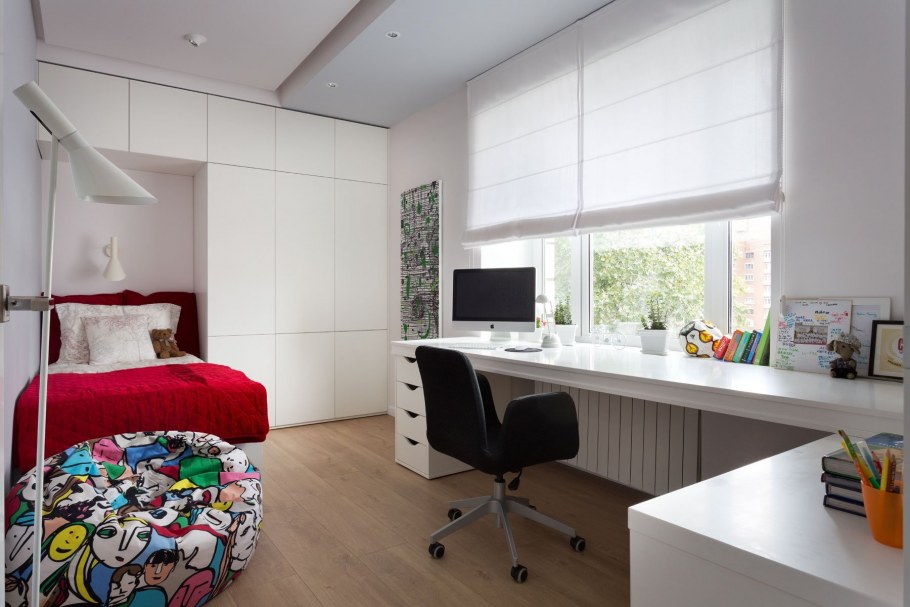 Комната для подростка с 2 окнами