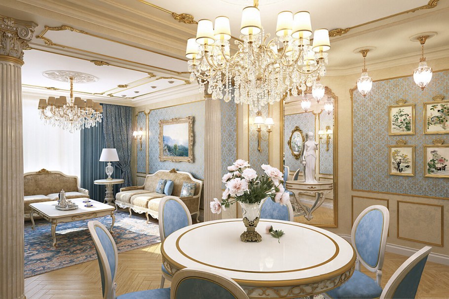 Светлые гостиные в классическом стиле