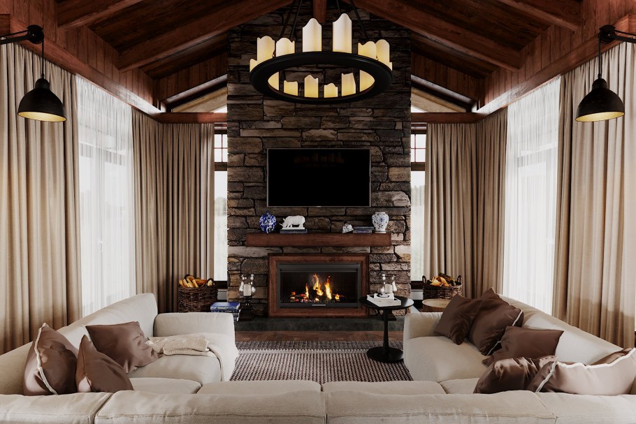 Каминный зал в частном доме