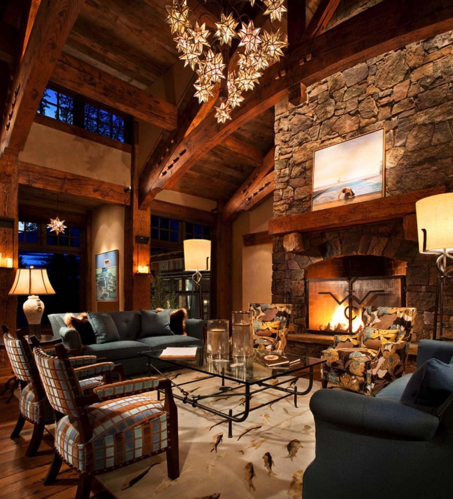 Гостиная с угловым камином