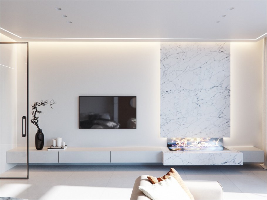 Мраморная стена под телевизор