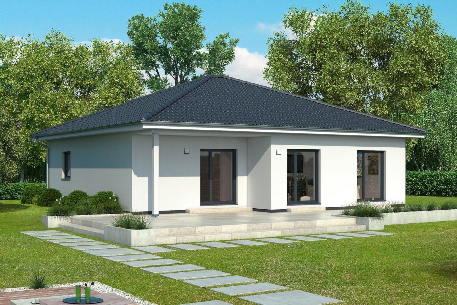 Однтажный дом с четырез скатной крышей