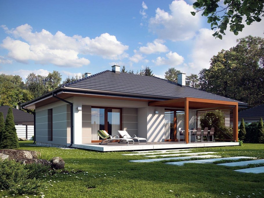 Одноэтажный дом с террасой 100 кв