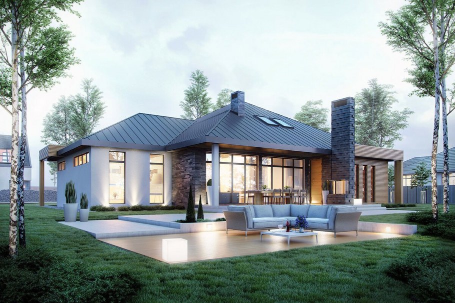 Одноэтажный дом 200кв с террасой