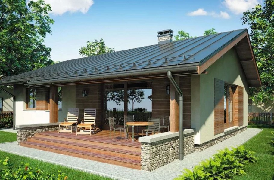 Одноэтажный дом 120кв с террасой