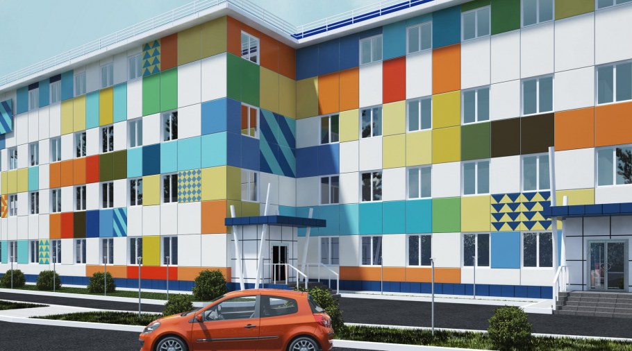 Цветовое решение фасадов школ