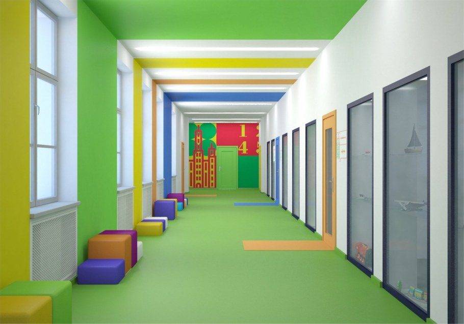 Интерьер школьного коридора