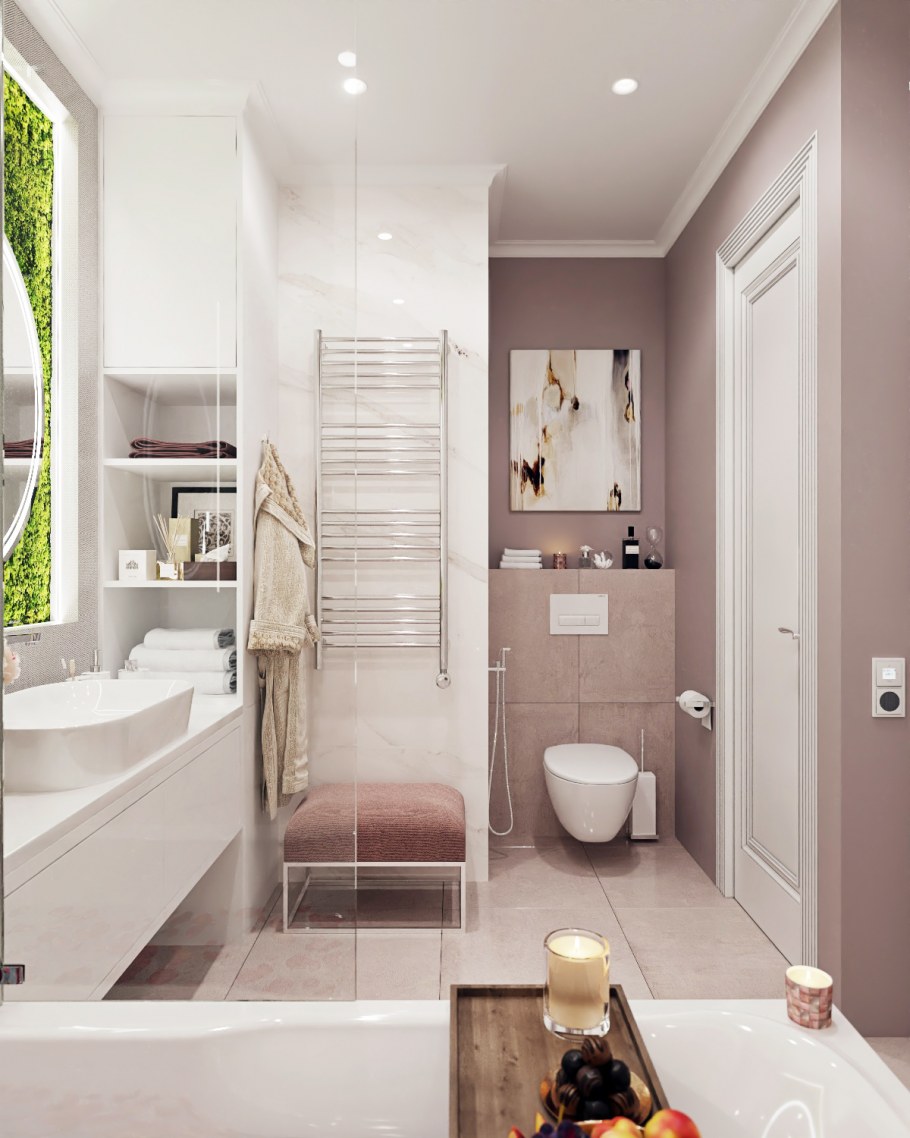 Ванная комната с туалетом напротив двери