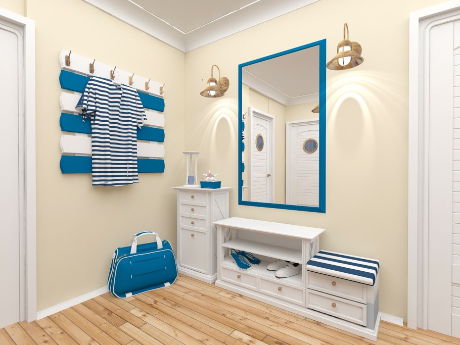 Синий шкаф в прихожей