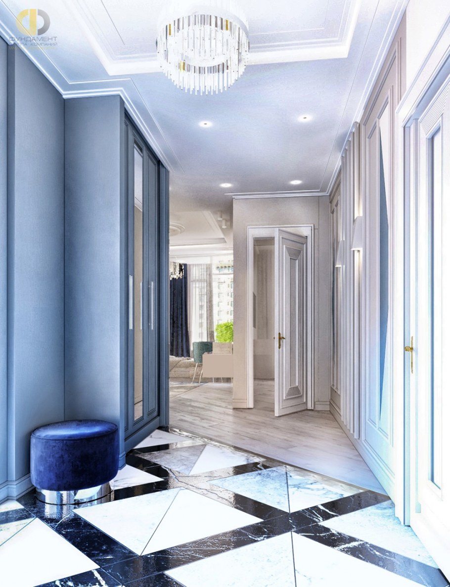 Синие стены в прихожей