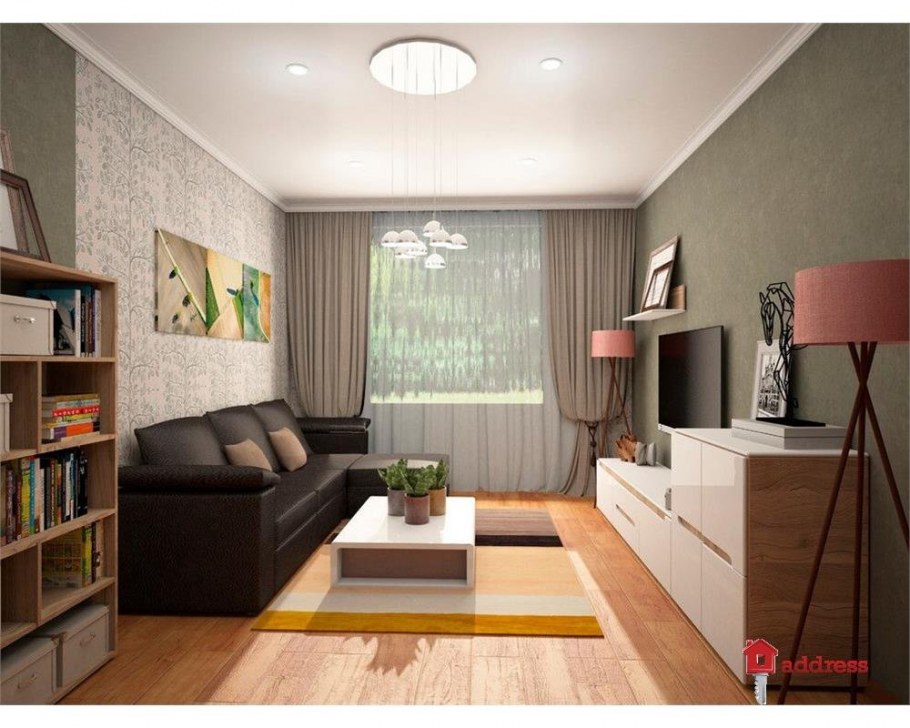 Гостиная 16 м2 в стиле лофт