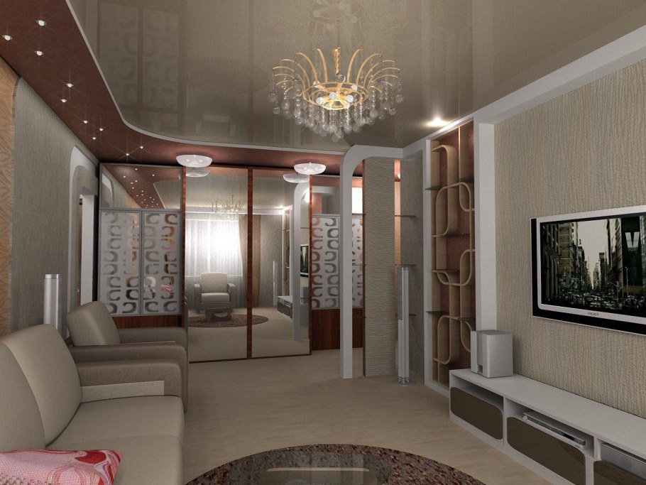 Бежево зеленая гостиная