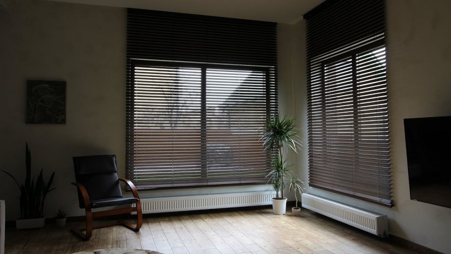 Деревянные жалюзи 25 мм с электроприводом Somfy