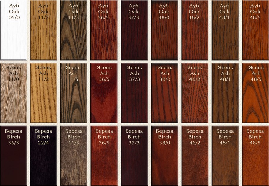 Расцветки дерева для мебели