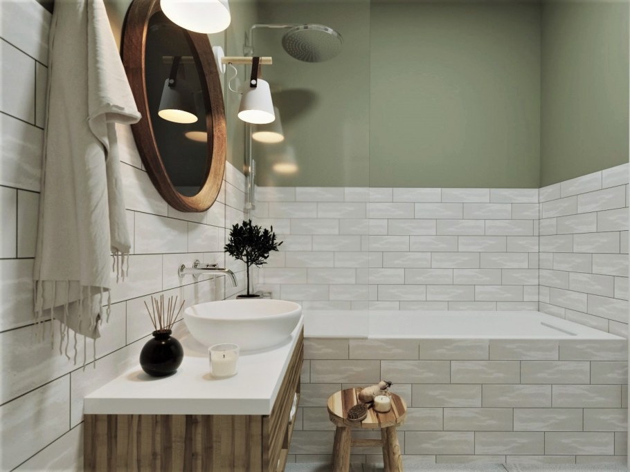 Плитка для ванной в скандинавском стиле квадрат