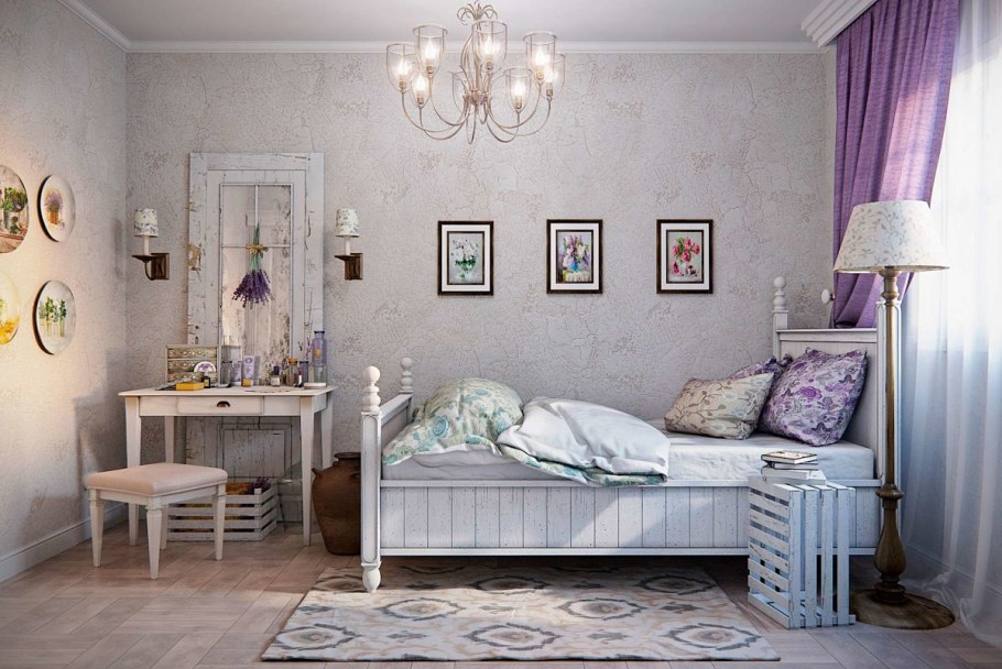 Спальня 10 кв м в стиле Прованс
