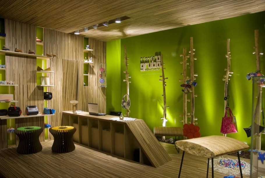 Интерьеры парикмахерских в зеленых тонах