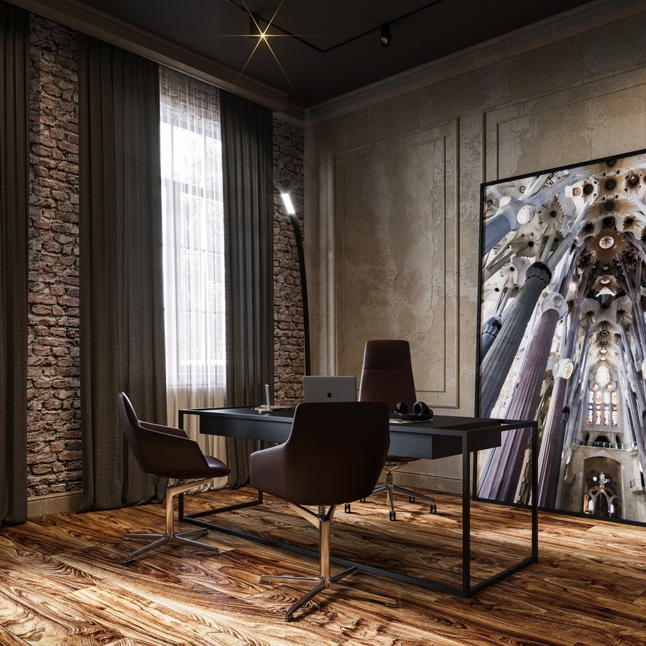 Интерьер кабинета в стиле лофт