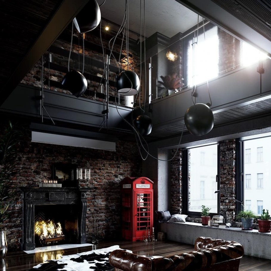 Брутальный стиль в интерьере