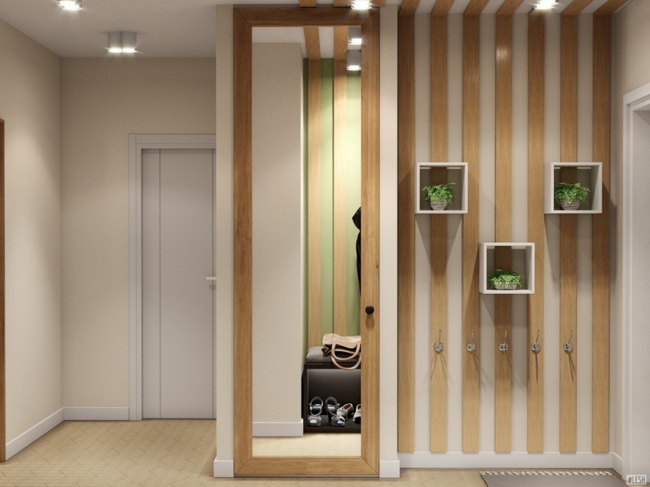 Отделка стен керамогранитом в прихожей