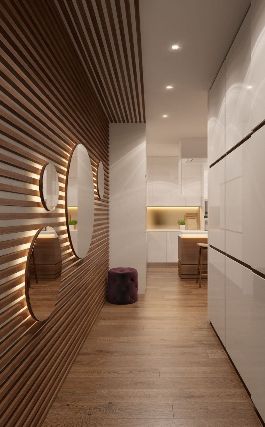 Деревянные рейки в коридоре