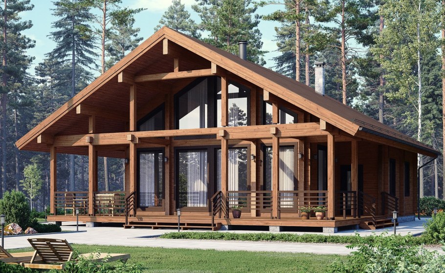 Дом из бруса проекты Скандинавия 130м2