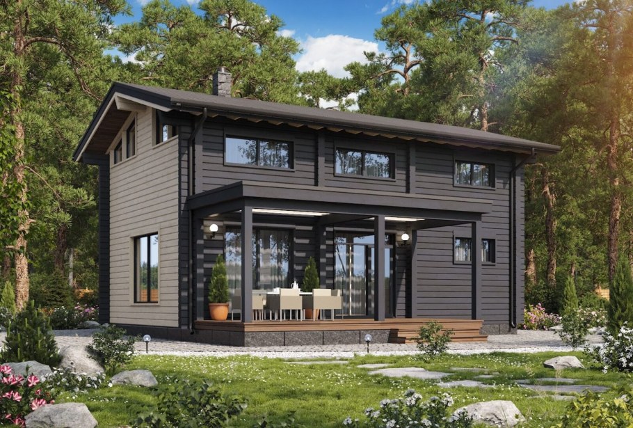 Стильный дом из клееного бруса