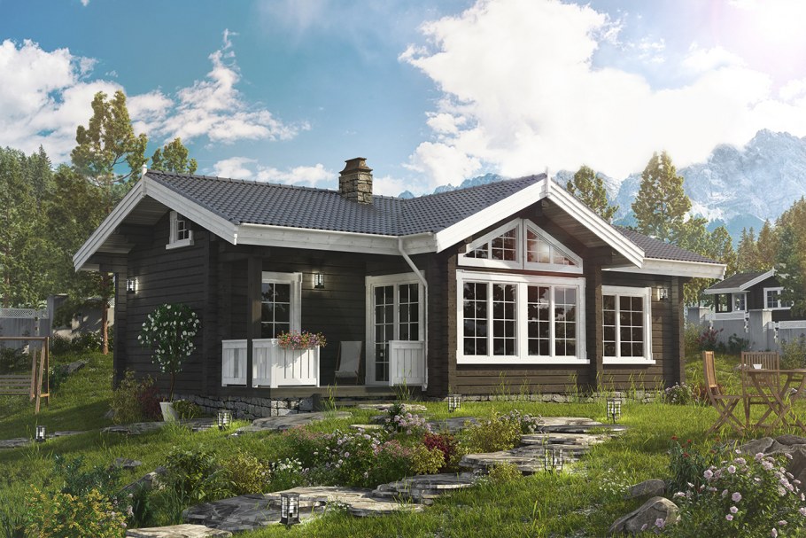 Дом из бруса проекты Скандинавия 130м2