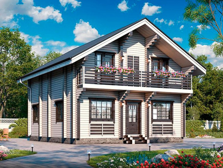 Дома из клееного бруса 150м2 Скандинавский