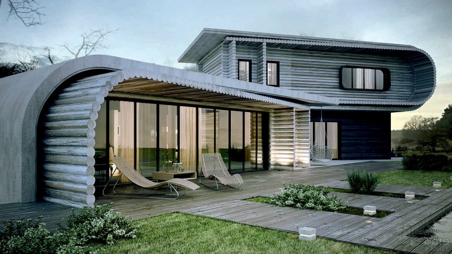 Эко-брутализм экстерьер