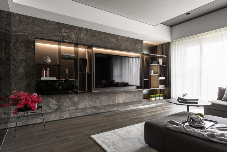 Гостиная в современном стиле из керамогранита