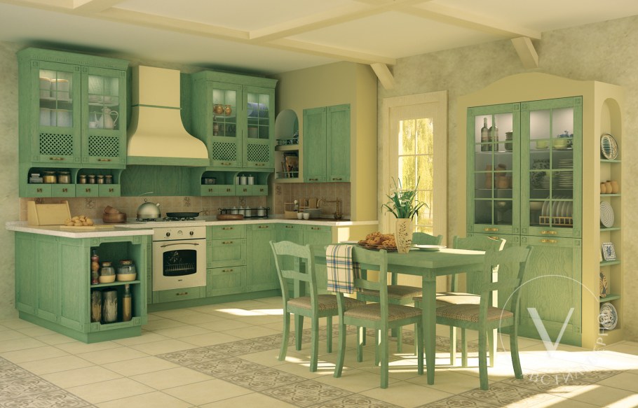 Кухня Прованс зеленая Лорен