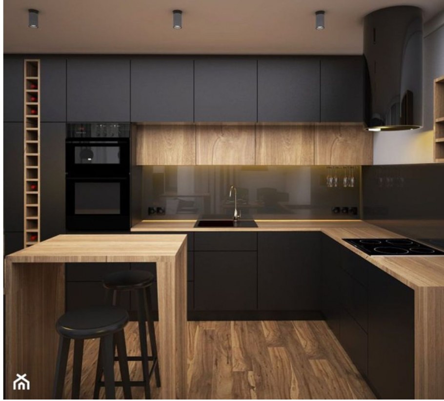 Кухня двухуровневая в современном стиле