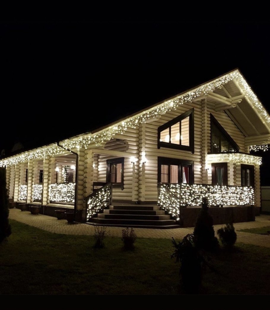 Подсветка фасада сруба