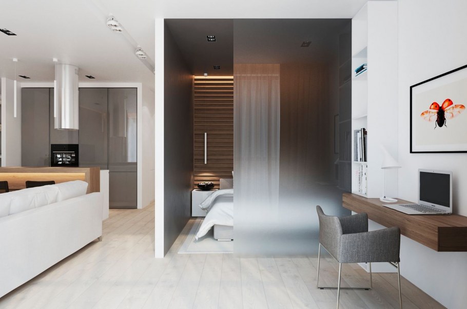 Интерьер однокомнатной квартиры 30 кв.м в минималистическом